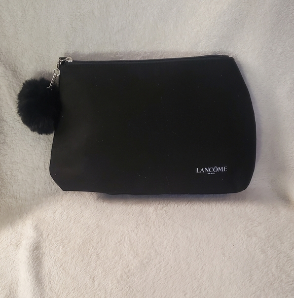 New Lancome Black Makeup Cosmetic Bag with Silver Zipper and Pom-Pom Tassel - Picture 5 of 6